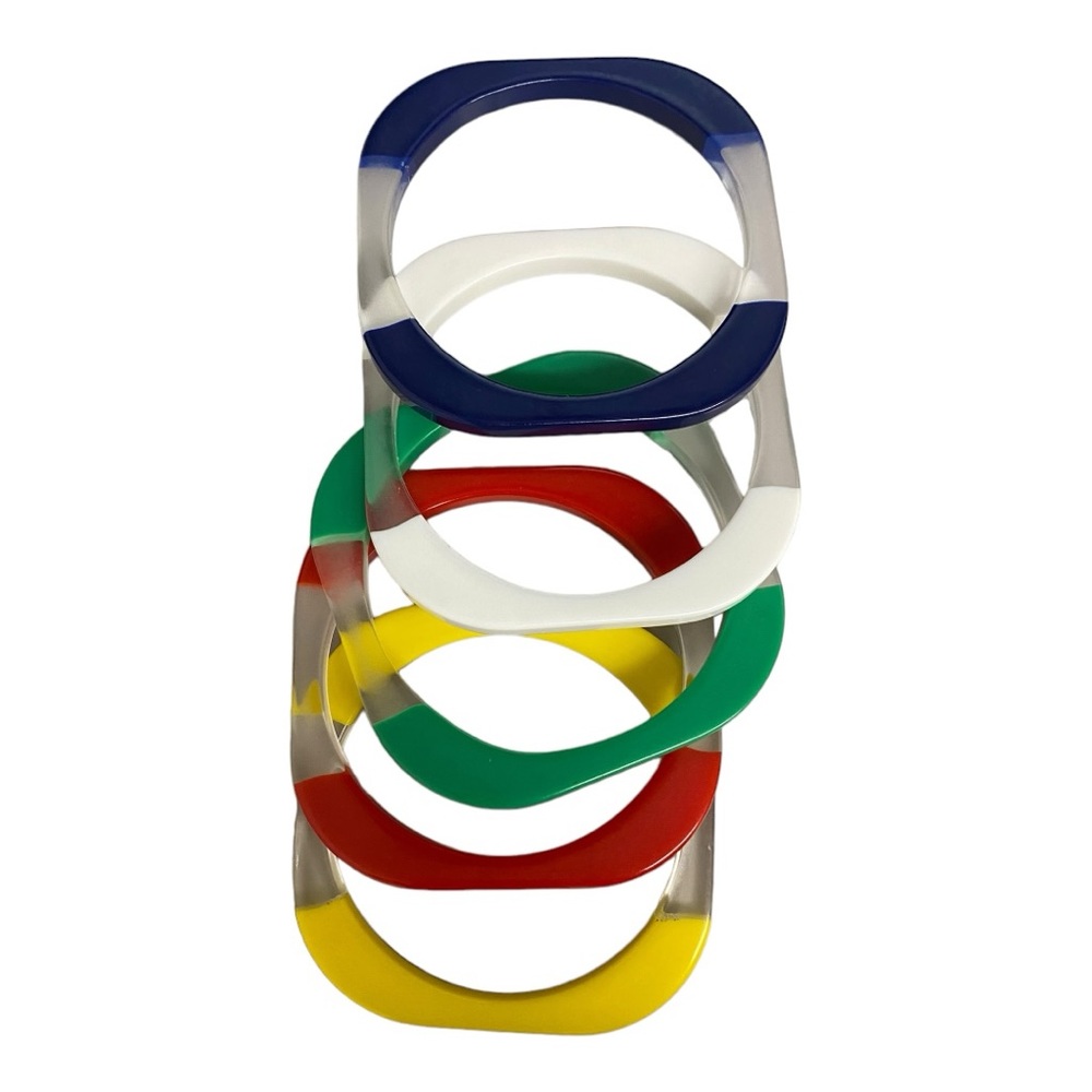 Vintage Square Rounded Edges Bangle Bracelets Lot… - image 1